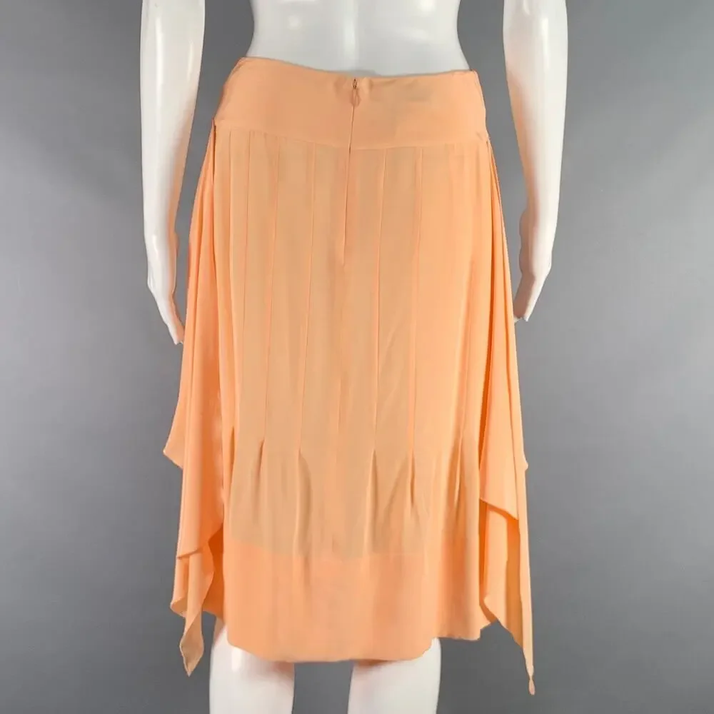 CHANEL Size 4 Orange Sorbet Silk Layered Skirt